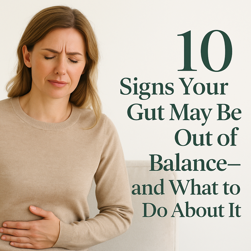 Woman experiencing bloating due to gut imbalanc